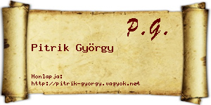 Pitrik György névjegykártya